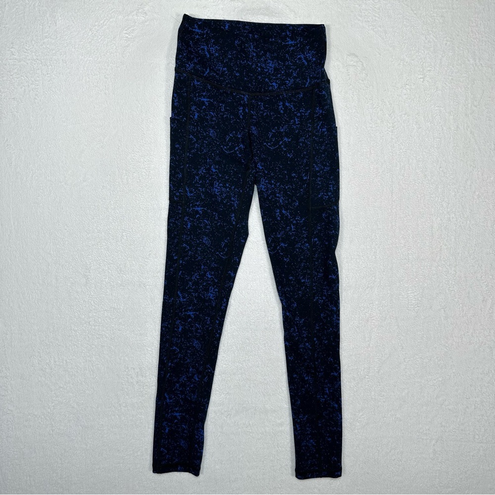 Iuga Women's High Waisted Yoga Active Leggings Pants Blue/black Sz XS